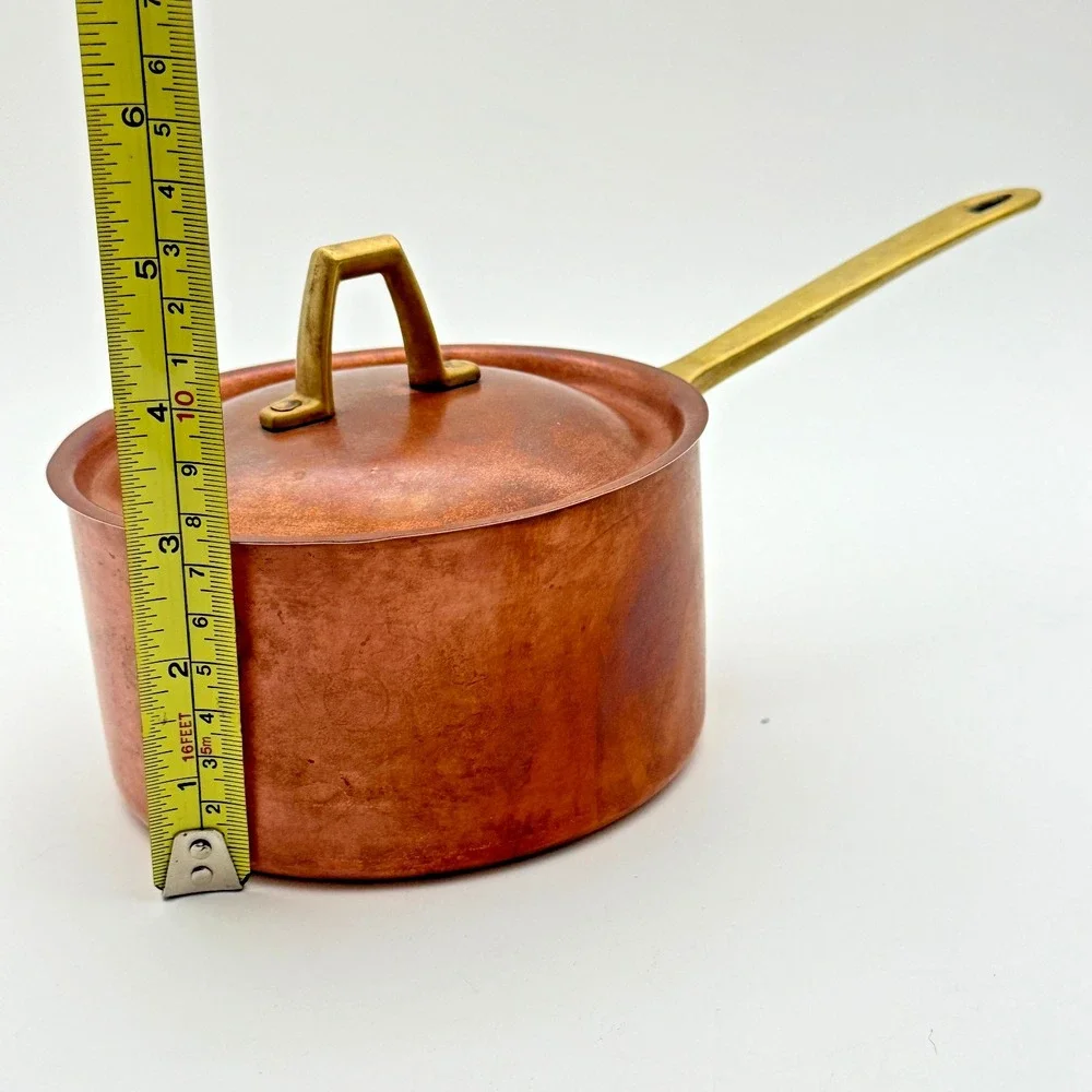 Copper Pans Paul Revere 11 Pc Cookware Set Brass Handles USA Vintage Signed